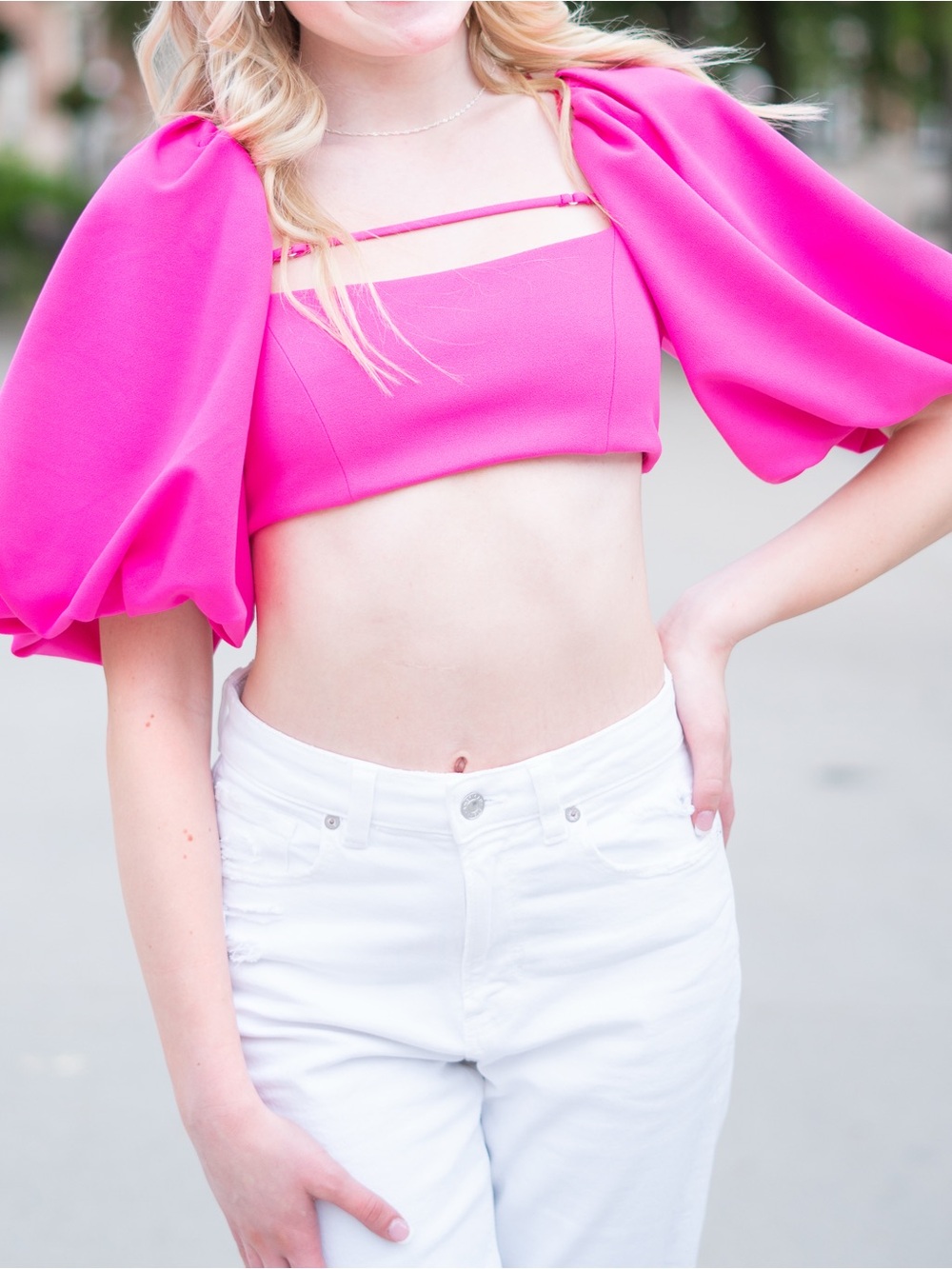 Zara Elegant Pink Balloon Sleeve Top